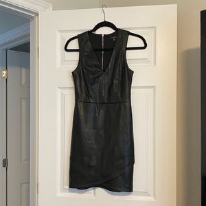 Black V-Neck Leather look dress